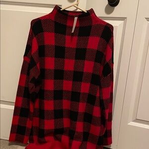 Red and Black Checkered tunic Sweater